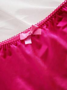SHEIN 1pc Plus Size Women Charming Butterfly Lace Patchwork Seamless Briefs - Hot Pink - View 8