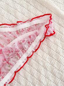 PetitDoll 1件粉色樱桃蕾丝系列丁字裤，适合年轻女性 - 彩色 - 查看 4