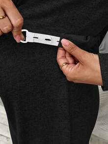 SHEIN 3pcs Maternity Set: Casual Solid Color Camisole, Long Sleeve Jacket, And Pants Maternity Clothes Two Piece Suits Comfortable Two Piece Set 2 Piece Lounge Sets Woman Two Piece Set Women Comfy Maternity Jumpsuits For Woman Maternity Lounge Sets Maternity Pajamas Set - Black - View 5