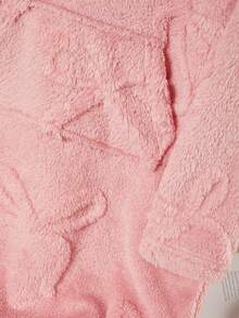 Robe de chambre en polaire corail épaisse avec motif papillon pour filles, poche kangourou, décontractée et chaude pour l'hiver. Assortie aux pyjamas de fête de Noël, convient pour le Nouvel An - Rose bonbon - Voir 5
