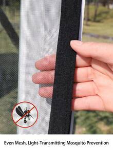 1-Pack Black Tricolor Window Screen, Rectangular Self-Adhesive Mesh With Zipper For Dustproof, Invisible Mosquito & Insect Protection, Perfect For Summer Home Use - Black - View 4