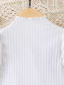 Elladie kids Set de 2 piezas de ropa casual para niñas: Blusa de manga larga con mangas abullonadas en negro + Falda de pana caqui con lazo, estilo dulce y retro, cómodo para uso diario, viajes, escuela, fiestas - Multicolor - Ver 6