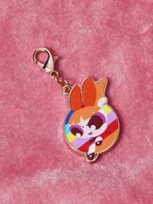 THE POWERPUFF GIRLS X SHEIN 时尚休闲流行卡通元素锌合金钥匙扣 - 金色 - 查看 3