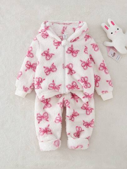 2 st/set småflickor avslappnad enfärgad plyschrosettdekoration med jacka och byxor