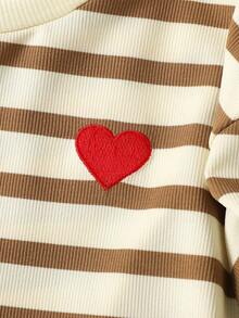 Maija Kids Maija Kids 女童条纹休闲长袖连衣裙 - 鏽棕色 - 查看 9