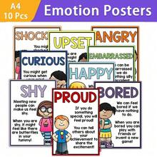 10 Pcs Educational English Emotion Posters For Kids Preschool, Learn & Grow Child Development Posters Fun Learning For Kids Chart - Multicolor - View 11