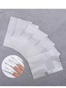 300 片铝箔指甲油卸甲棉片，吸水布块，2 英寸 x 3 英寸尺寸，适合家庭美甲和沙龙使用，可卸除凝胶指甲油、普通指甲油和亚克力指甲。 - 銀色 - 查看 1