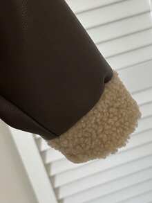 SHEIN Infant Boys' Casual Comfortable Loose Fit Faux Leather Lapel Long Sleeve Jacket, Autumn/Winter - Coffee Brown - View 6