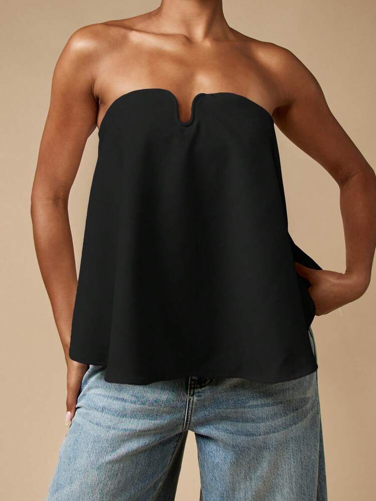 MISSGUIDED Strapless U Bend Notch Bustier Tank Top For Summer Nights Out Evening Casual Wear
