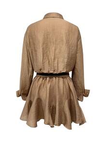 Cévolie Women's Khaki Long Sleeve Shirt Dress