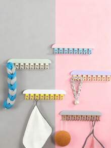 Zazumi 5pcs Wall-Mounted Dressing Room Clothes Hangers, Wall-Mounted Clothes Drying Racks, Clothes Hangers, Key Storage Racks, Home Decoration Wall-Mounted Accessories, Clothes Drying Racks, Wall-Mounted Clothes Drying Racks Attached To Dormitories, Wall-Mounted, Can Be Used To Hang Wardrobes,Christmas, Valentine's Day - Multicolor - View 1