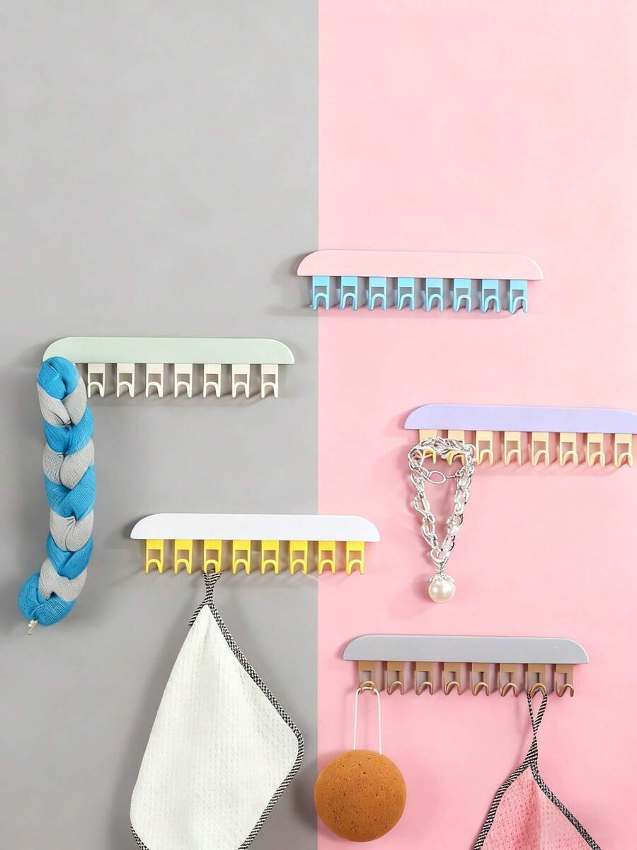 Zazumi 5pcs Wall-Mounted Dressing Room Clothes Hangers, Wall-Mounted Clothes Drying Racks, Clothes Hangers, Key Storage Racks, Home Decoration Wall-Mounted Accessories, Clothes Drying Racks, Wall-Mounted Clothes Drying Racks Attached To Dormitories, Wall-Mounted, Can Be Used To Hang Wardrobes,Christmas, Valentine's Day - Multicolor - View 1