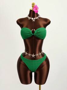 Vaytide 3件套纯色性感比基尼泳衣，适合海滩度假