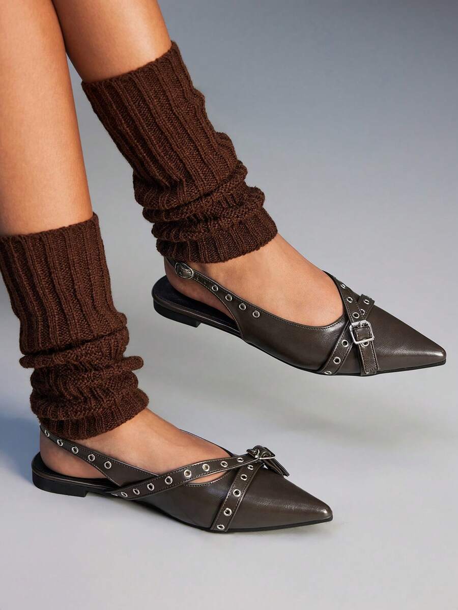 CUCCOO GRLICON Pantofi sport casual din piele moale pentru femei, la modă, potriviți pentru serviciu, Halloween, petrecere de Crăciun, festivaluri de muzică, stil Y2K de toamnă - Maro - Vizualizare 1