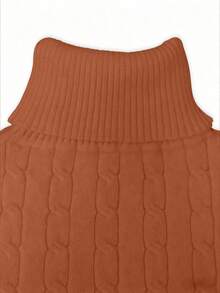 Franclia 新款秋冬简约优雅百搭加厚保暖高领套头毛衣（女款） - 橘色 - 查看 5