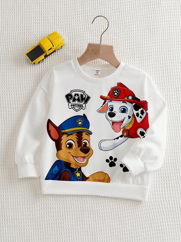 SHEIN | PAW Patrol Young Boy Casual Cute Dog Print Crew Neck Sweatshirt, Autumn