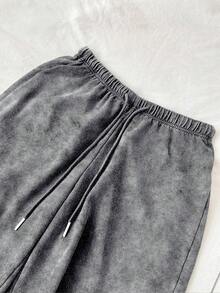 Attitoon Light Grey Women's Casual Low-Waist Straight-Leg Sweatpants, Suitable For Summer, Washed Effect,Fall - Light Grey - View 5