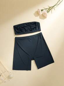 NudeFit 2pcs Women's Camisole Bra Set, Padless - Navy Blue - View 6