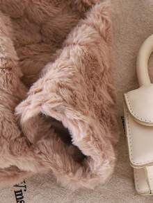 SHEIN Elladie kids Young Girl' Ivory Faux Fur Collar Long Sleeve Jacket, Fashionable, Warm, Versatile, Comfortable Winter Children's Short Coat - Grey - View 8