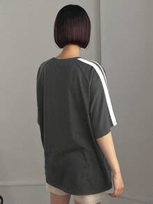 FRIFUL 女士宽松灰色短袖运动T恤