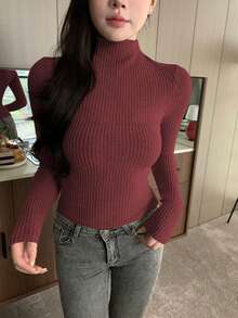 DAZY Bestselling Brushed Cinched Waist Women's T-Shirt - Burgundy - View 5