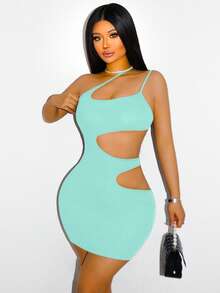 Sirith Vestido corto de mujer con espalda descubierta y tirantes finos - Celeste - Ver 4