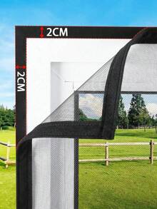 1-Pack Black Tricolor Window Screen, Rectangular Self-Adhesive Mesh With Zipper For Dustproof, Invisible Mosquito & Insect Protection, Perfect For Summer Home Use - Black - View 2