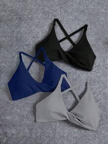 Easithlete Sutien sport yoga fără cusături, design cu răsucire frontală, versatil pentru sport și purtare zilnică - Multicolor - Vizualizare 4