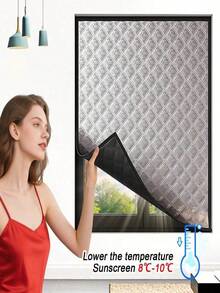 1pc Heat Insulation Blackout Curtain, Winter Windproof Thermal Curtain, Soundproof Insulating Curtain, Summer Bathroom Kitchen Bedroom UV Protection Sunshade, Seal Window, Blackout Soundproof, Easy Installation No Drilling Required - Silver - View 3