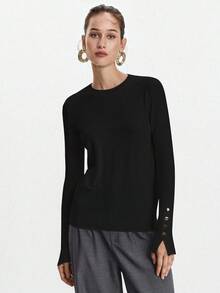 Lumivelle 百搭圆领休闲百搭长袖针织汗衫