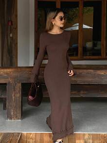 Livesso Rochie tip pulover cu volane, model toamnă/iarnă