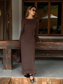 Livesso Rochie tip pulover cu volane, model toamnă/iarnă