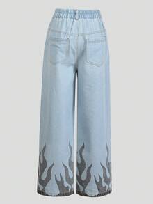 Denimly Boys' Casual Daily Urban Street Elastic Waist Zipper Pocket Distressed Design Straight Leg Denim Jeans - Blue - View 2