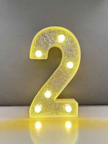 1 套 1-100 年 LED 银色闪光生日数字灯、订婚/婚礼/周年纪念数字灯、生日派对装饰灯 - 銀色 - 查看 3