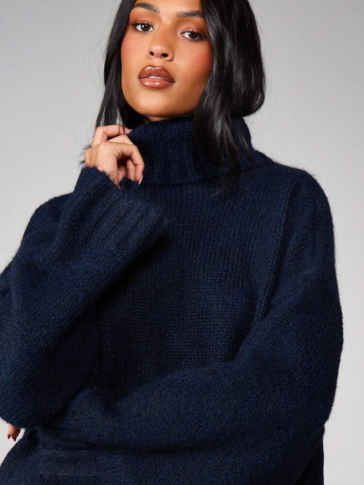 MISSGUIDED Suéter de Gola Alta Oversized de Tricô Grosso para Inverno e Outono, Essencial para Camadas Aconchegantes