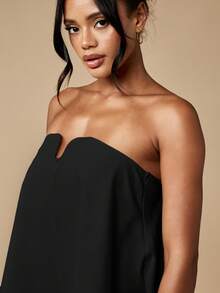 MISSGUIDED Strapless U Bend Notch Bustier Tank Top For Summer Nights Out Evening Casual Wear - Black - View 5