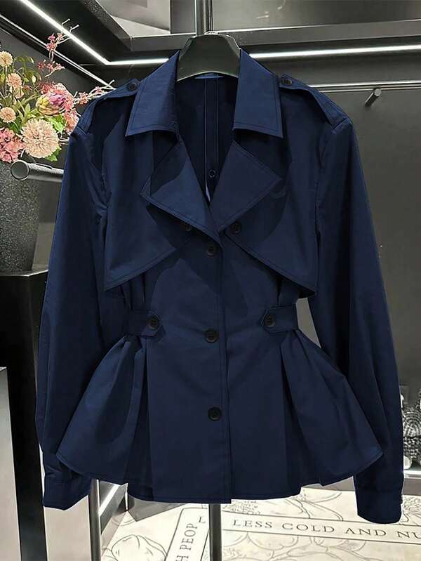 Franclia Abrigo de trinchera con cintura ceñida de moda casual para mujer