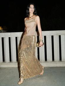 SHEIN Luminelle 女士亮片拼接魅力时尚吊带背心