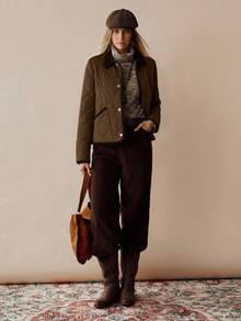 Florisole Damen Lässig Elegant Lange Ärmel Einreihige Winter Jacke - Braun - Übersicht 3