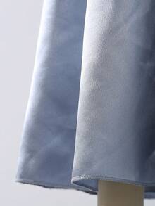 Mädchen elegantes luxuriöses Mode-Ärmellos Hoch Taille langes Samt Pailletten Patchwork Satin glänzend Stoff blaues Kleid mit passendem Gürtel, geeignet für Abschluss, Abschlussball, Aufführung, Geburtstag, Neujahr - Blau - Übersicht 6