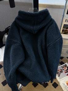 Rina Fox 大码女式纯色长袖带口袋抽绳连帽抓绒卫衣，秋冬款