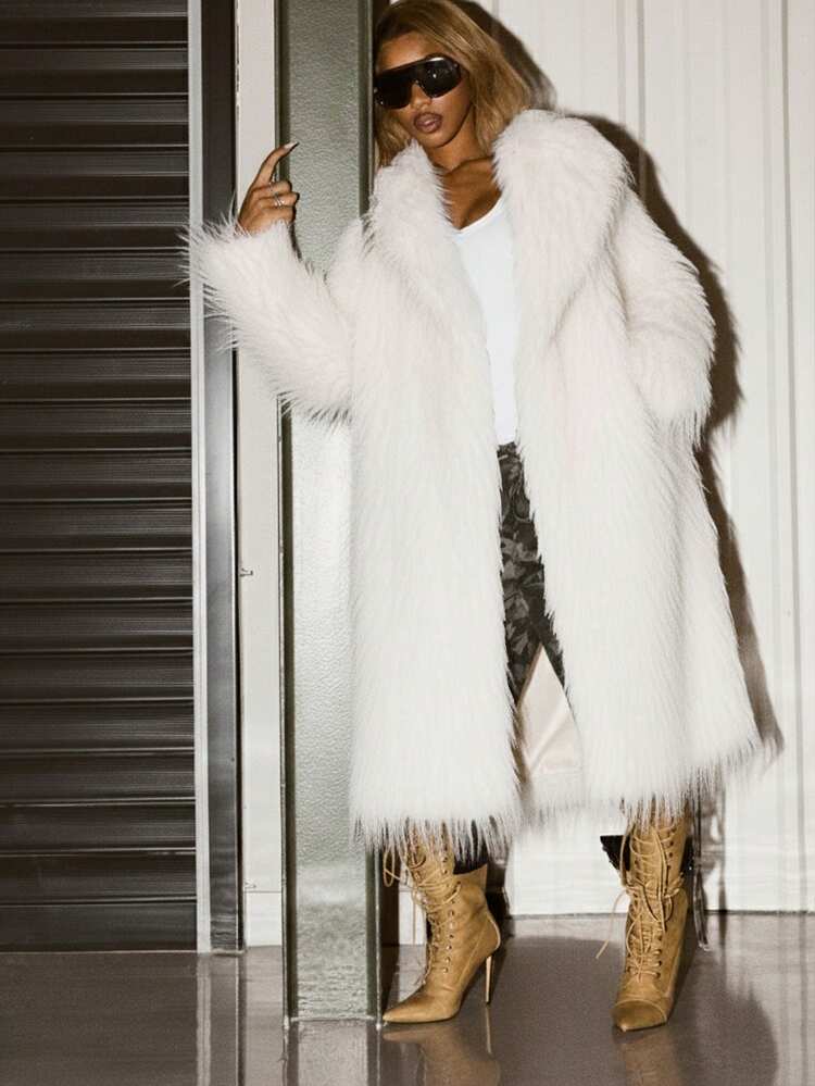 SUMWON WOMEN Faux Fur Long Coat