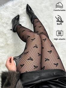 SHEIN EZwear Leggings de malla transparente de talla grande, versátiles para ir al trabajo, salir y citas - Negro - Ver 4