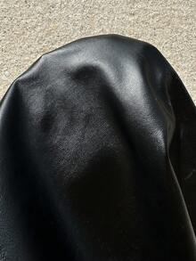 Flirla Drop Shoulder Zip Up PU Leather Coat Fall Winter Cloth For Women - Black - View 3