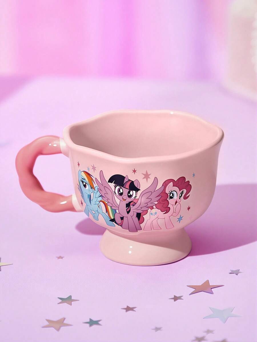 My Little Pony X SHEIN 1 12.2oz/360ml Cartoon Print Ceramic Mug, Cold And Heat Resistant, Can Be Used In Microwave Ovens And Dishwashers, Suitable For Water, Milk, Juice, Coffee, Friendship, Rainbow Dash, Twilight Sparkle, Pinkie Pie,Gift Ideas - Pink - View 1