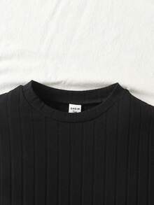 SHEIN 少女黑色针织喇叭袖上衣和开衩格子裙套装，基础百搭，休闲学院风穿搭，少女服装，返校季少女两件套短袖上衣套装，少女服装套装，裙子和上衣，少女裙装套装 - 紅色 - 查看 5