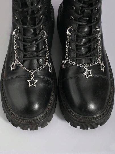 2pcs Retro Gothic Punk Style Star Chain Shoelace Decoration