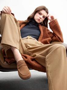 CUCCOO BIZCHIC Women's Brown Buckle Simple Round Toe Flat Shoes, Elegant, Casual, Comfortable, Slip-On, Suitable For Work, Commute, Versatile, Formal Occasions - Brown - View 5