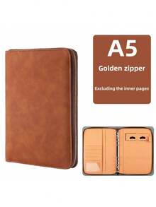 商务拉链笔记本 A5 活页本 学习用品 办公笔记本 多功能仿皮会议记录本 带卡槽和手机支架，学习用品，返校季 - A5 - 查看 15