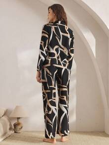 Ocili Leisure Comfortable Cotton Allover Print Women Pajama Set, Chic Autumn Easy Comfort Autumn Slumber, Fall Winter Clothes